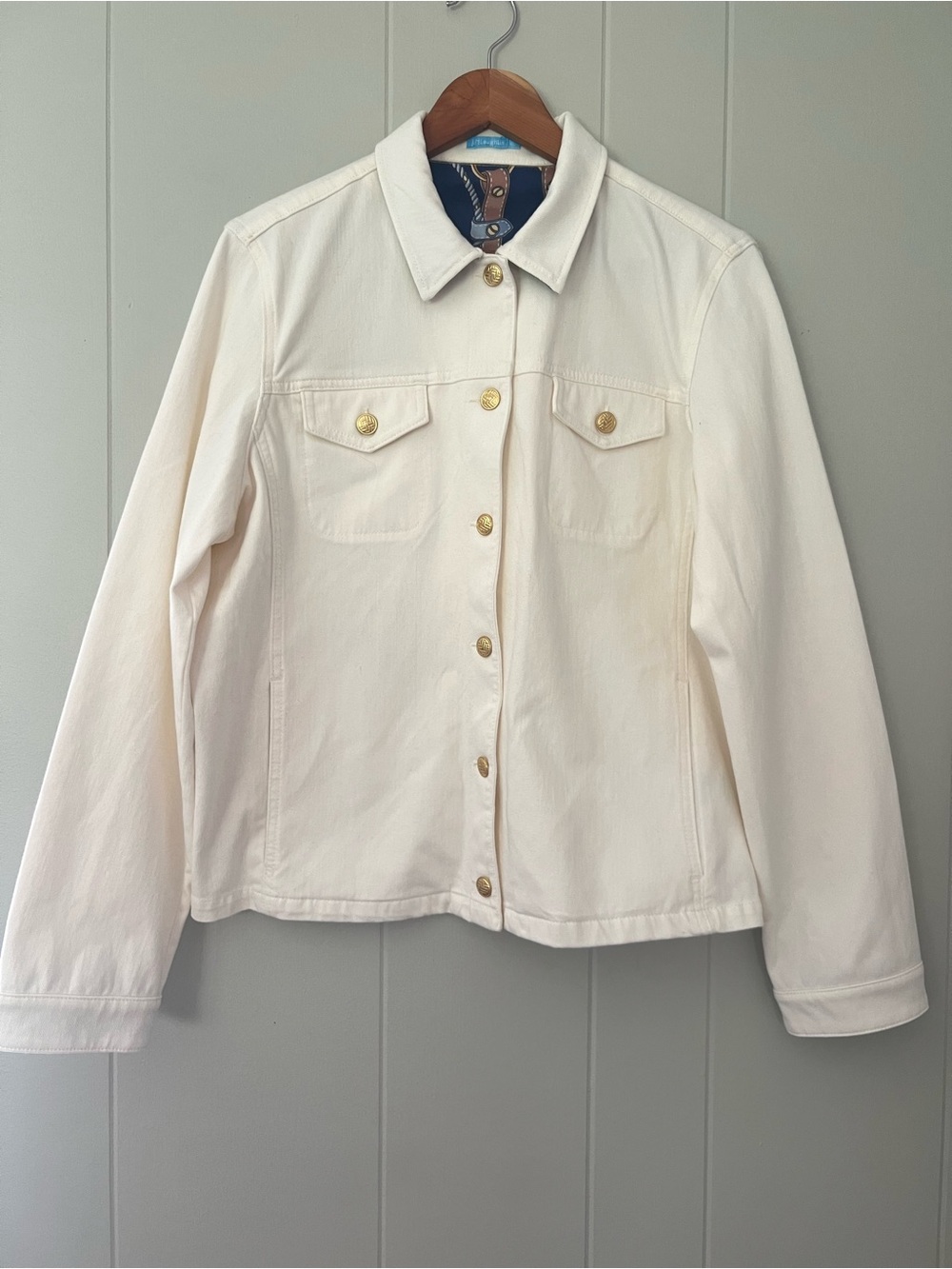 J. McLaughlin Colby Denim Jacket Nautical Polished Preppy Business Casual XL